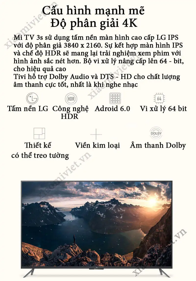 Tivi Thông Minh Xiaomi Mi TV3s 60inch