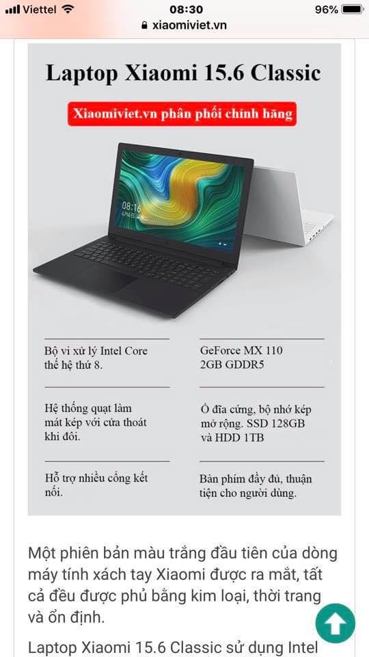 Laptop Xiaomi 15.6 Classic Core i5-8250U