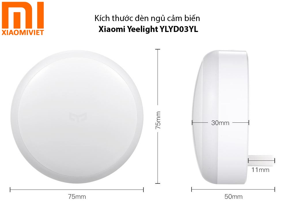 Kích thước đèn ngủ cảm biến Xiaomi Yeelight YLYD03YL