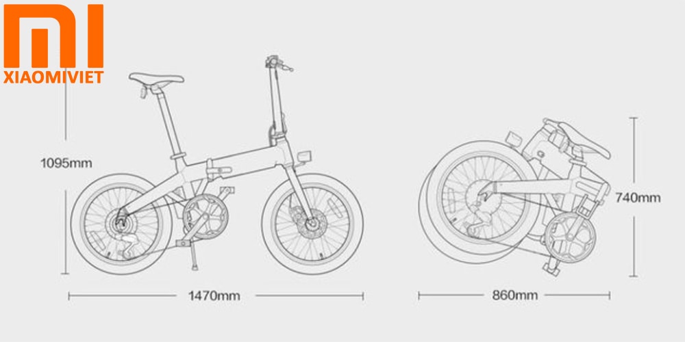Kích thước xe đạp điện trợ lực Xiaomi HIMO Z20