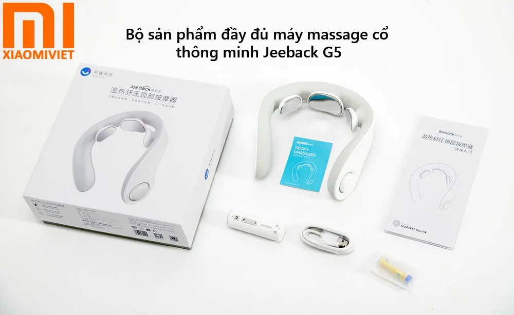 Bộ sản phẩm đầy đủ máy massage cổ thông minh Jeeback G5