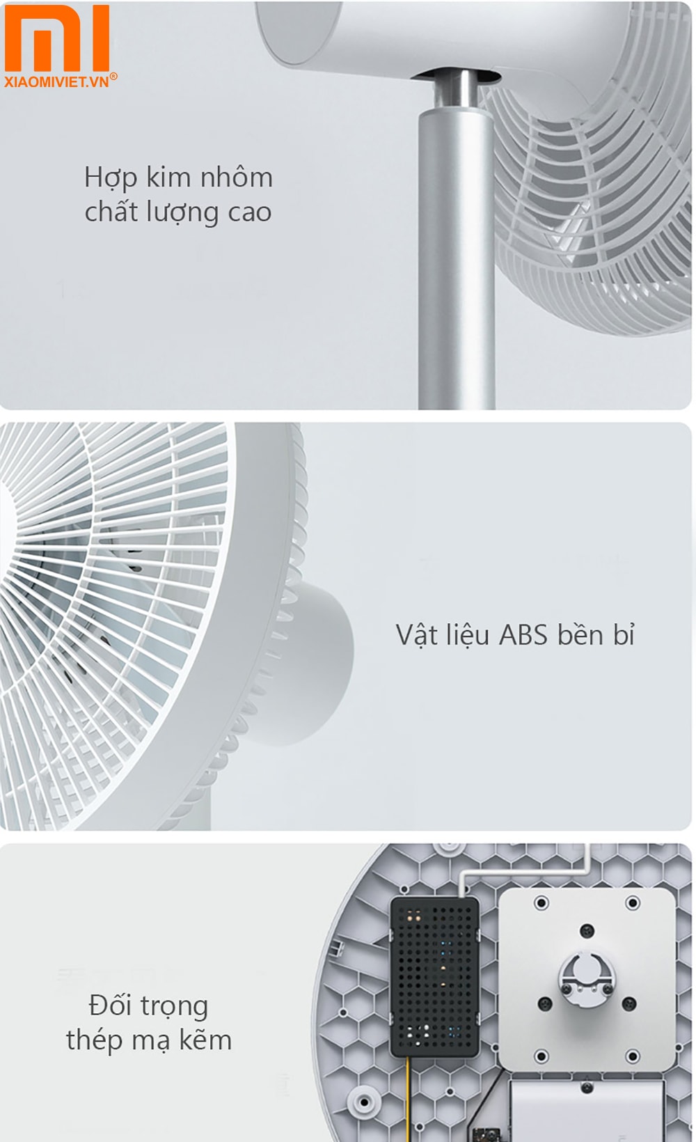 Xiaomi Mi Smart Fan gen 3 được làm từ chất liệu cao cấp
