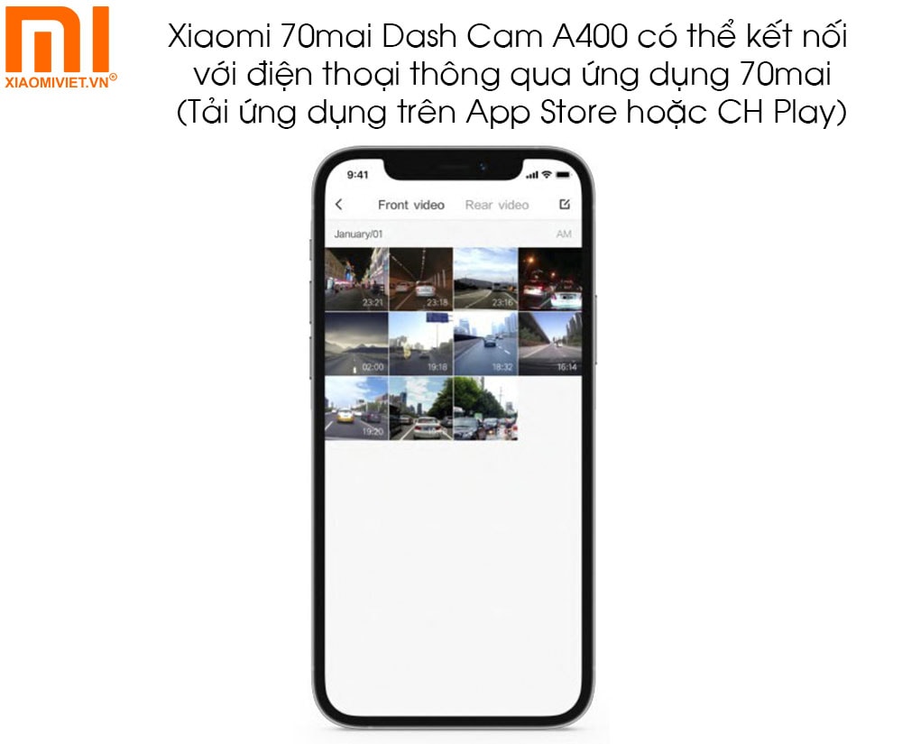 Xiaomi 70mai Dash Cam A400 kết nối với Smartphone qua ứng dụng 70mai