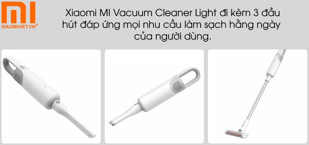 Xiaomi MI Vacuum Cleaner Light đi kèm 3 đầu hút đáp ứng mọi nhu cầu làm sạch