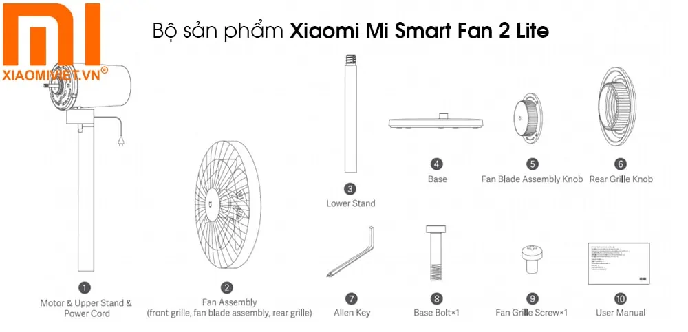 Bộ sản phẩm Xiaomi Mi Smart Fan 2 Lite