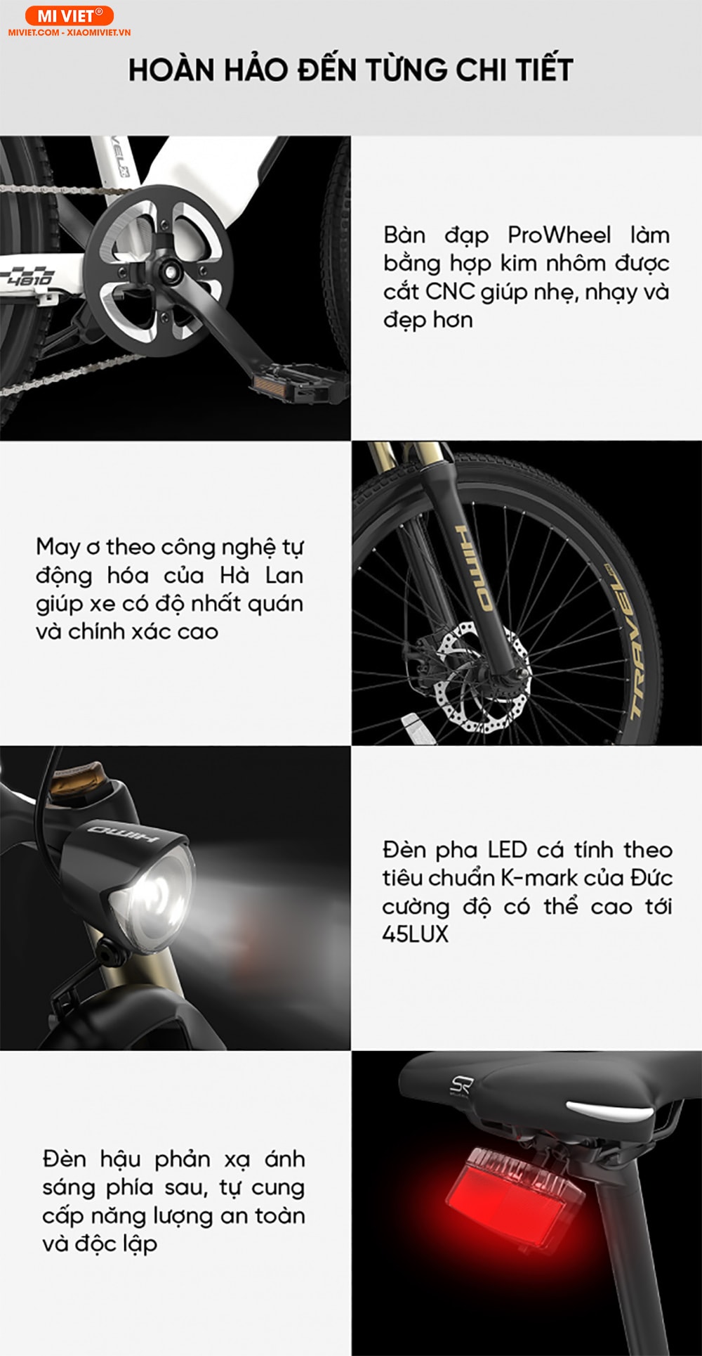 Một số chi tiết khác trên Xe đạp điện trợ lực Xiaomi Himo C26