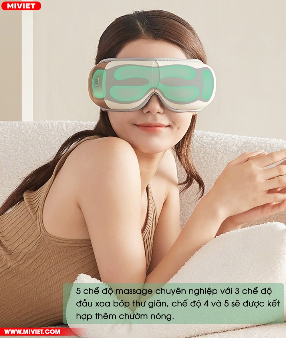 Hệ thống túi khí 3D 2 lớp massage 8 huyệt đạo quanh vùng mắt