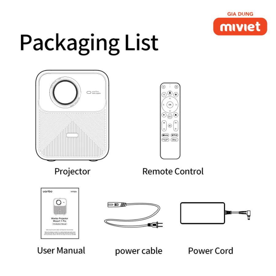 Máy Chiếu Mini Xiaomi Wanbo Mozart 1 Pro - Chính hãng