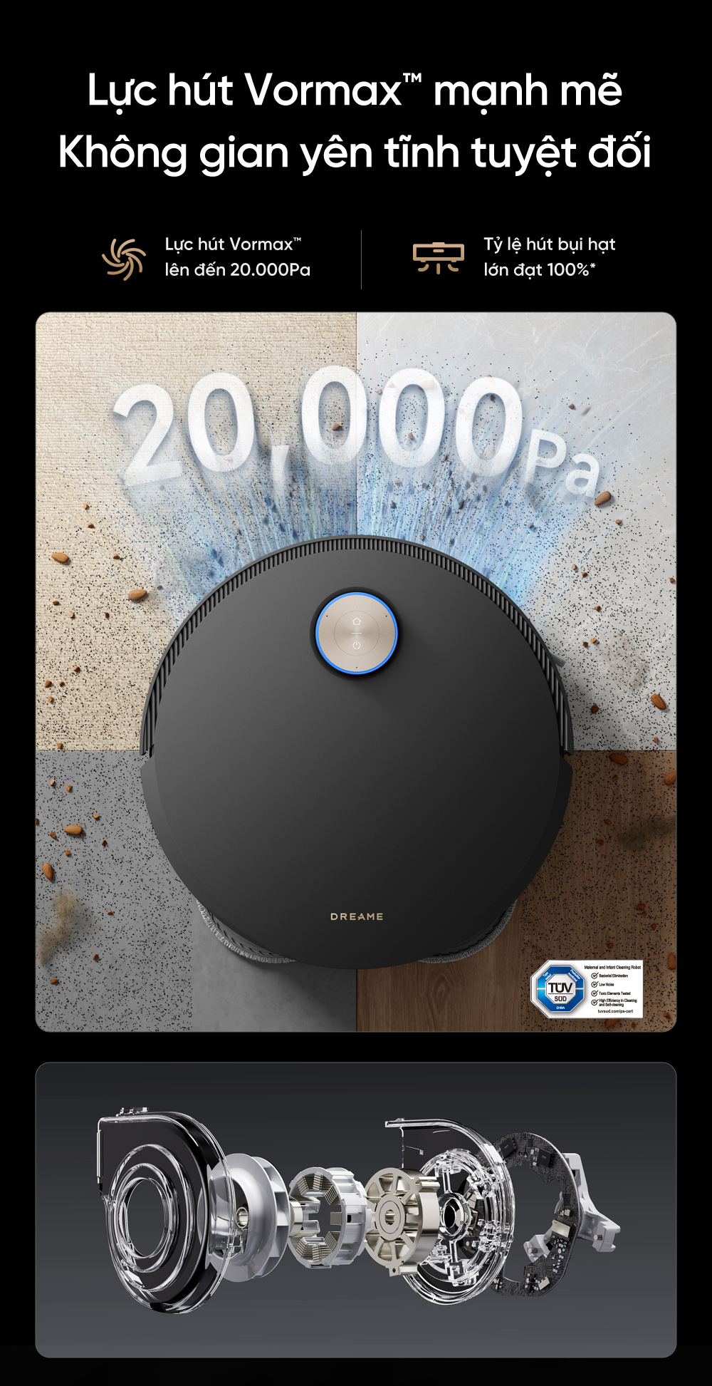 Robot hút bụi lau nhà thông minh chiến binh vượt địa hình Dreame X50 Ultra