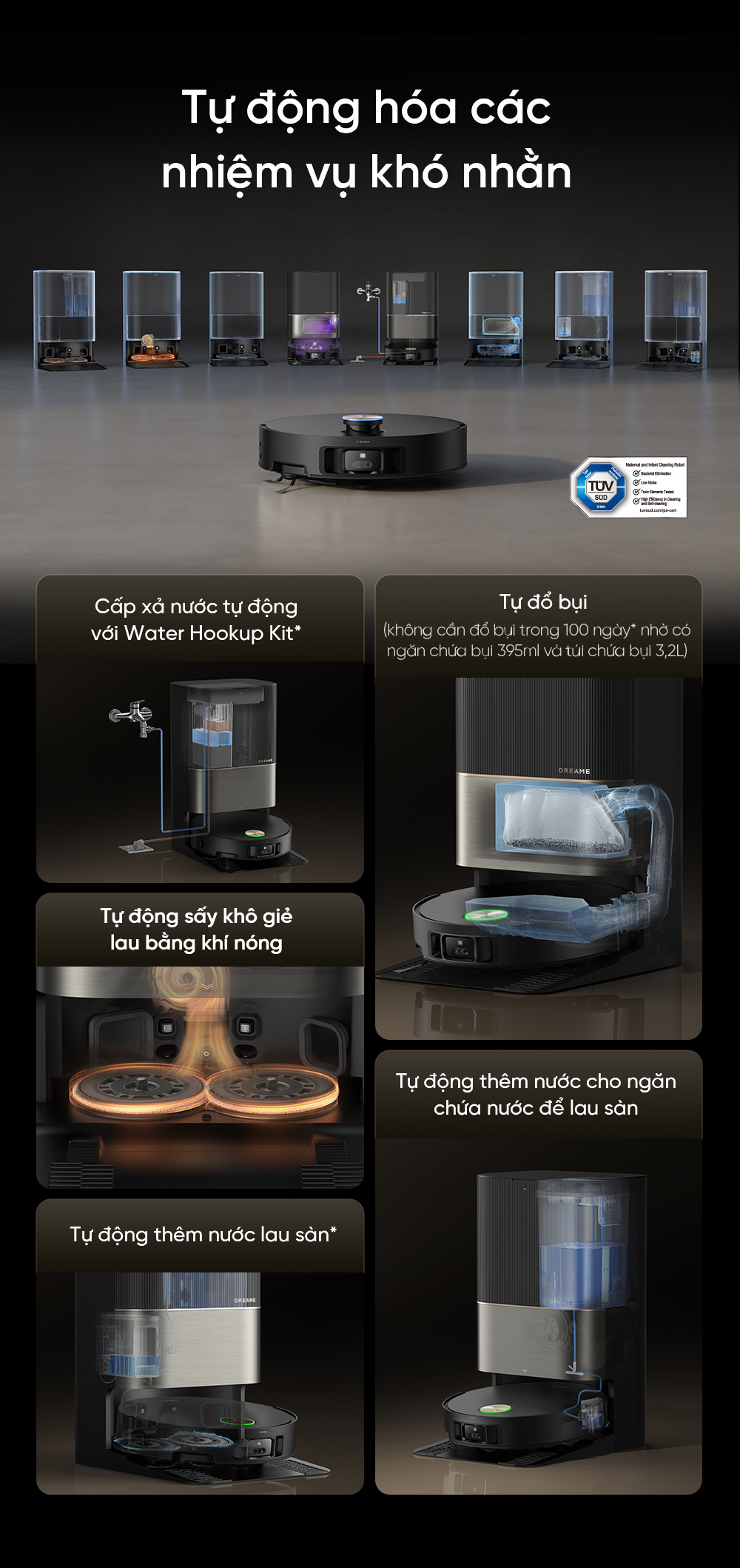 Robot hút bụi lau nhà thông minh chiến binh vượt địa hình Dreame X50 Ultra