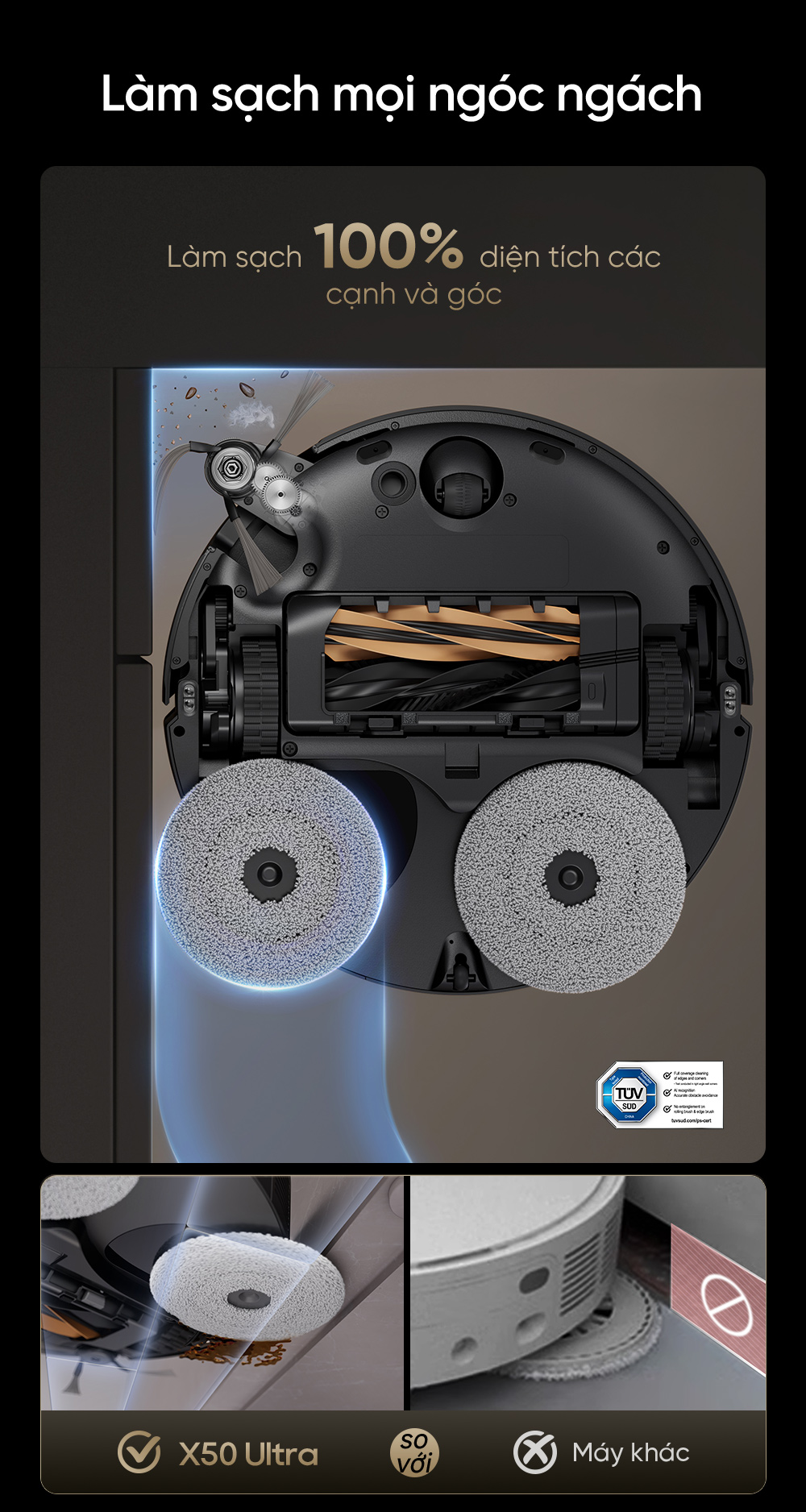 Robot hút bụi lau nhà thông minh chiến binh vượt địa hình Dreame X50 Ultra