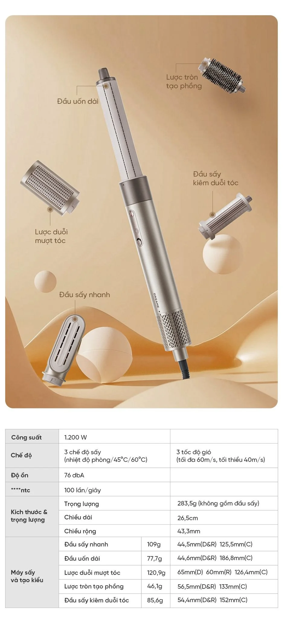 Máy sấy và tạo kiểu 5 trong 1 Dreame Airstyle - Chính hãng